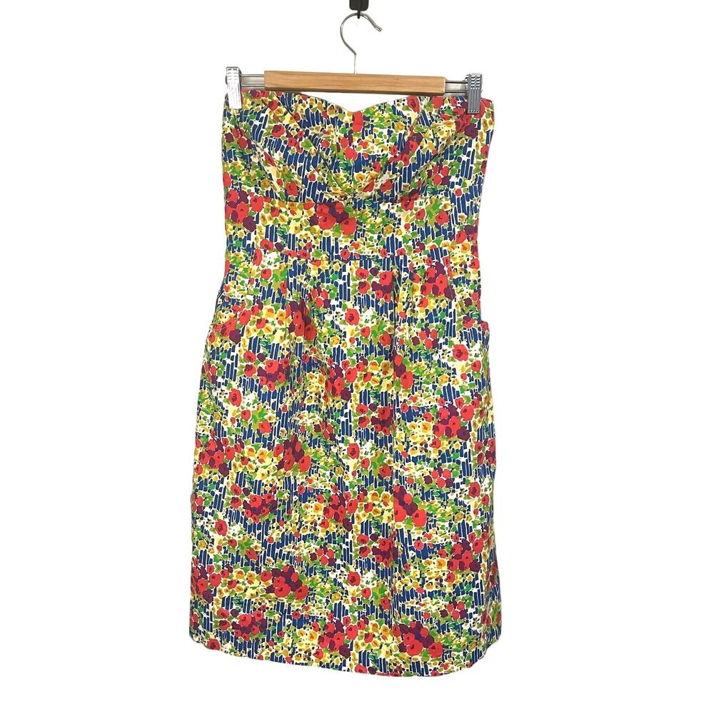 Girls from Savoy for Anthropologie Strapless Mini Floral Retro Dress Lined sz 12